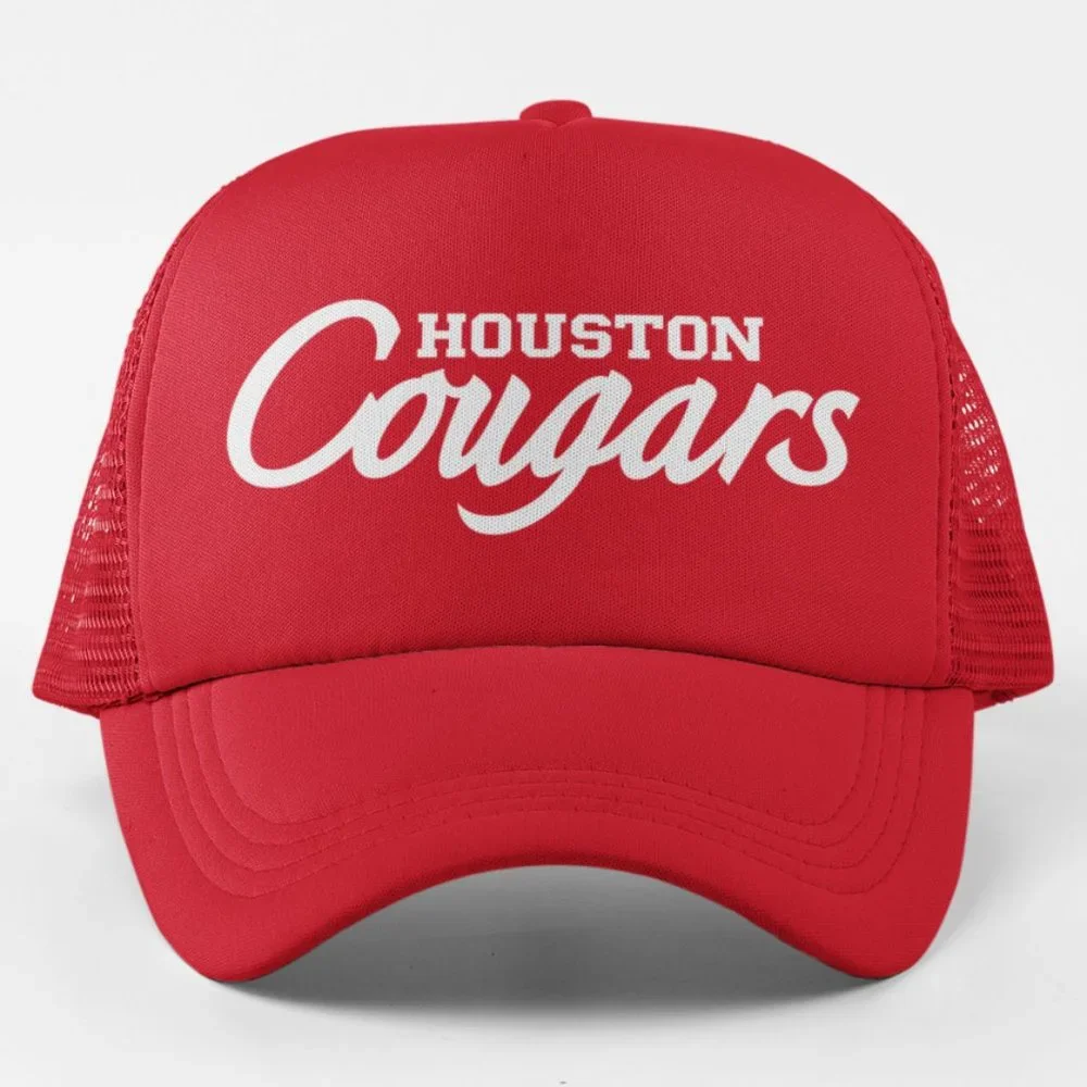 NEW Houston Cougars Wordmark Foam Trucker Snapback Hat RED